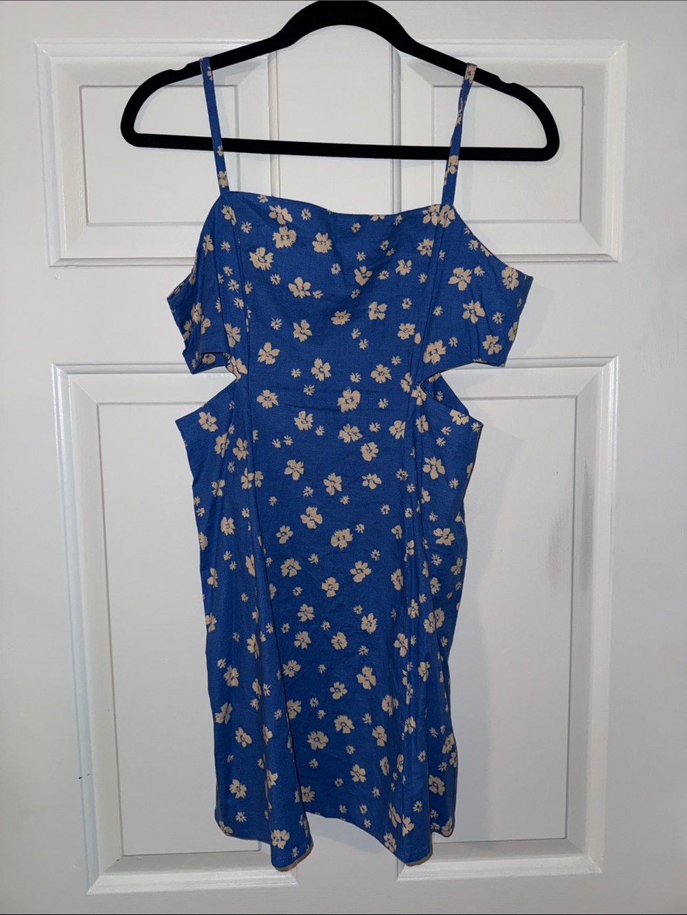 Zara Royal Blue Mini Dress with Cream Floral Print